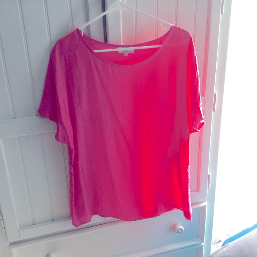 Bright pink 100% silk top, by Neiman Marcus